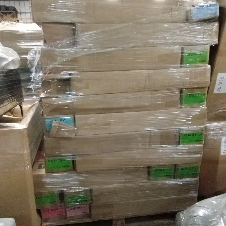 PALLET TO CONTAIN A LARGE ASSORTMENT OF INCOMPLETE DESIGNER BED PARTS AND PIECES