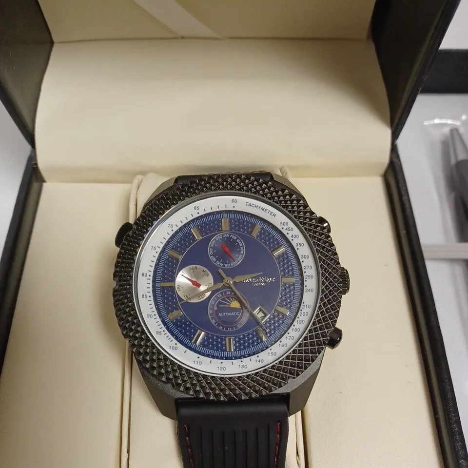 BOXED SWAN & EDGAR LTD ED ROTATING SPEEDSTAR WATCH BLACK SILICONE STRAP WITH SWAN & EDGAR PEN