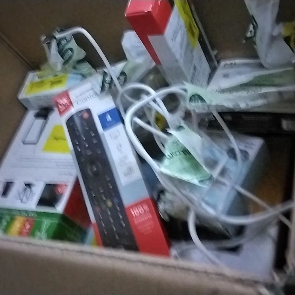 LARGE QUANTITY OF ASSORTED ELECTRICAL PRODUCTS TO INCLUDE; AMAZON FIRE STICK, JVC GUMY CONNECT, BIG BUTTON LANDLINE PHONE AND UNIVERSAL REMOTE EVOLVE
