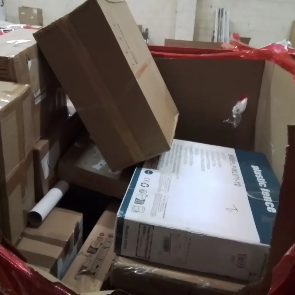 PALLET OF ASSORTED HOUSEHOLD GOODS AND PRODUCTS TO INCLUDE;PORTABLE CHARGER,STEAM CLEANER,OFFICE CHAIR 