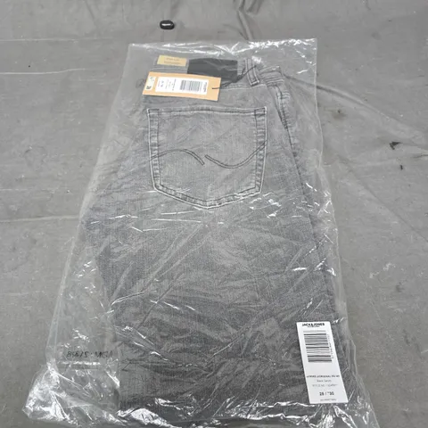 JACK & JONES JJIMIKE ORIGINAL SQ BLACK DENIM JEANS - UK 28/30