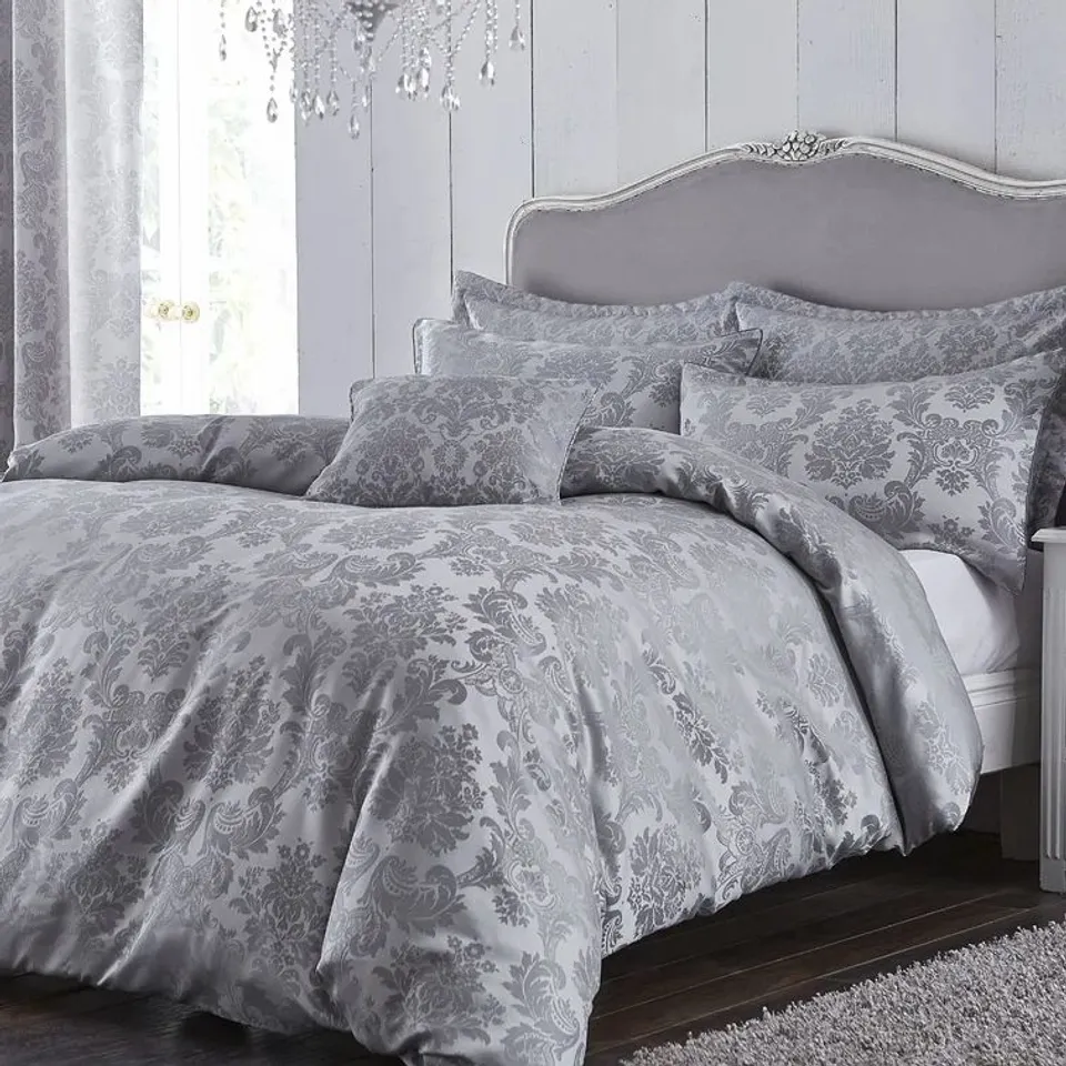 DAMASK JACQUARD DUVET COVER SET KINGSIZE