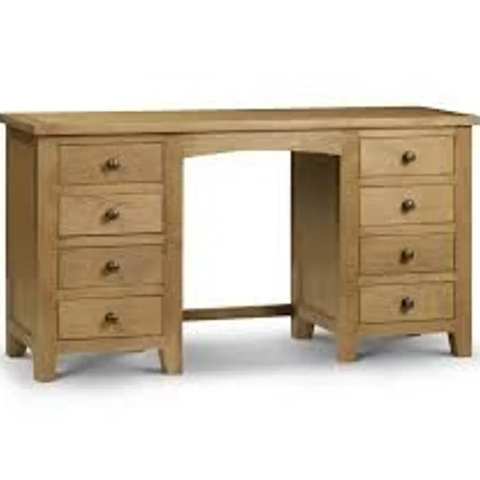 BOXED GRADE 1 MARLBOROUGH WAXED OAK TWIN PEDESTAL DRESSING TABLE 