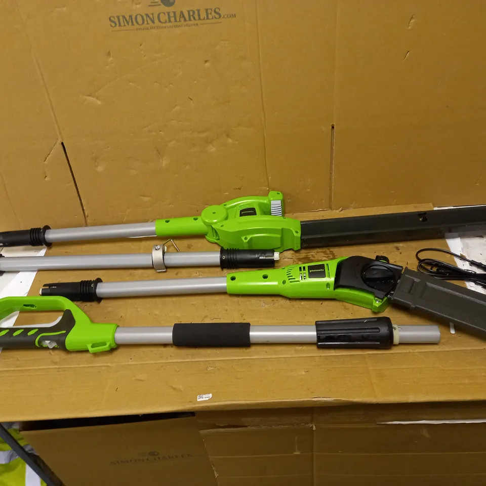 GREENWORKS TOOLS BATTERY-POWERED POLE MOUNTED PRUNER AND HEDGE TRIMMER - COLLECTION ONLY