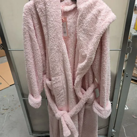 BOUX AVENUE PINK FLUFFY BOUCLÉ LONG ROBE – UK M