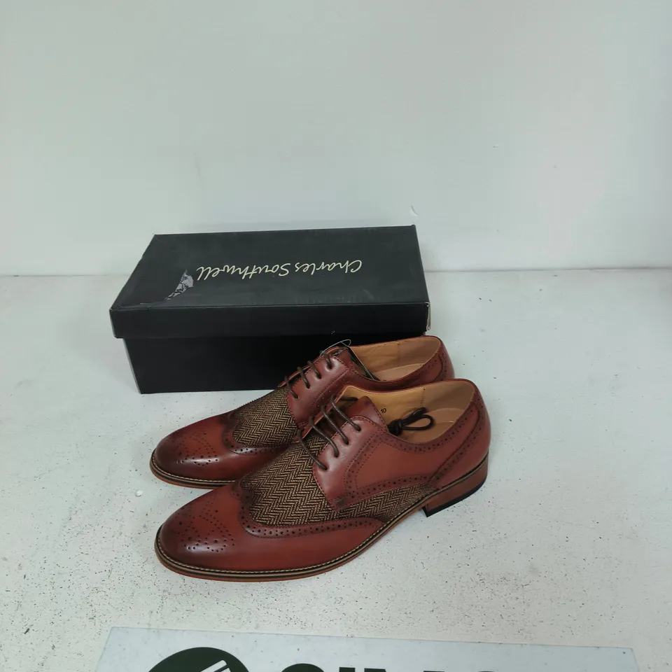 CHARLES SOUTHWELL BRANDY LEATHER OXFORD SHOES – MEN'S SIZE 10