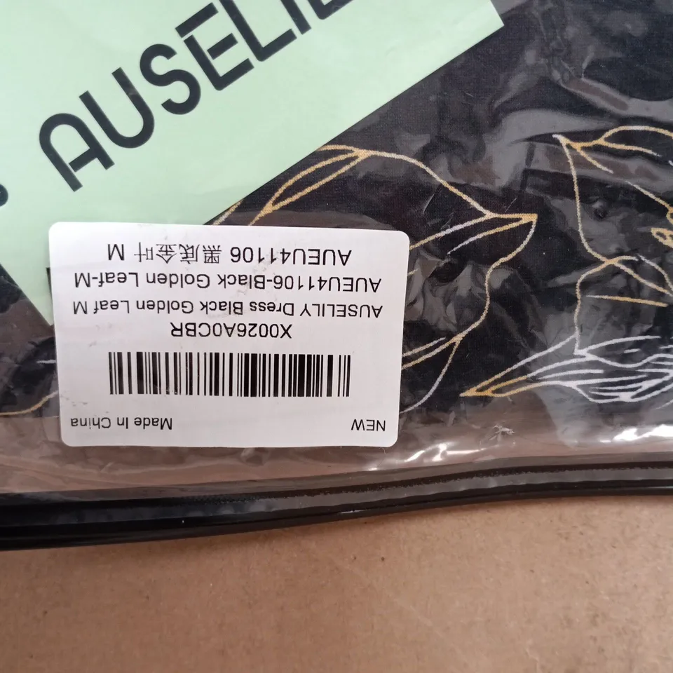 AUSELILY DRESS BLACK GOLDEN LEAF SIZE M IN PLASTIC PACKAGING 