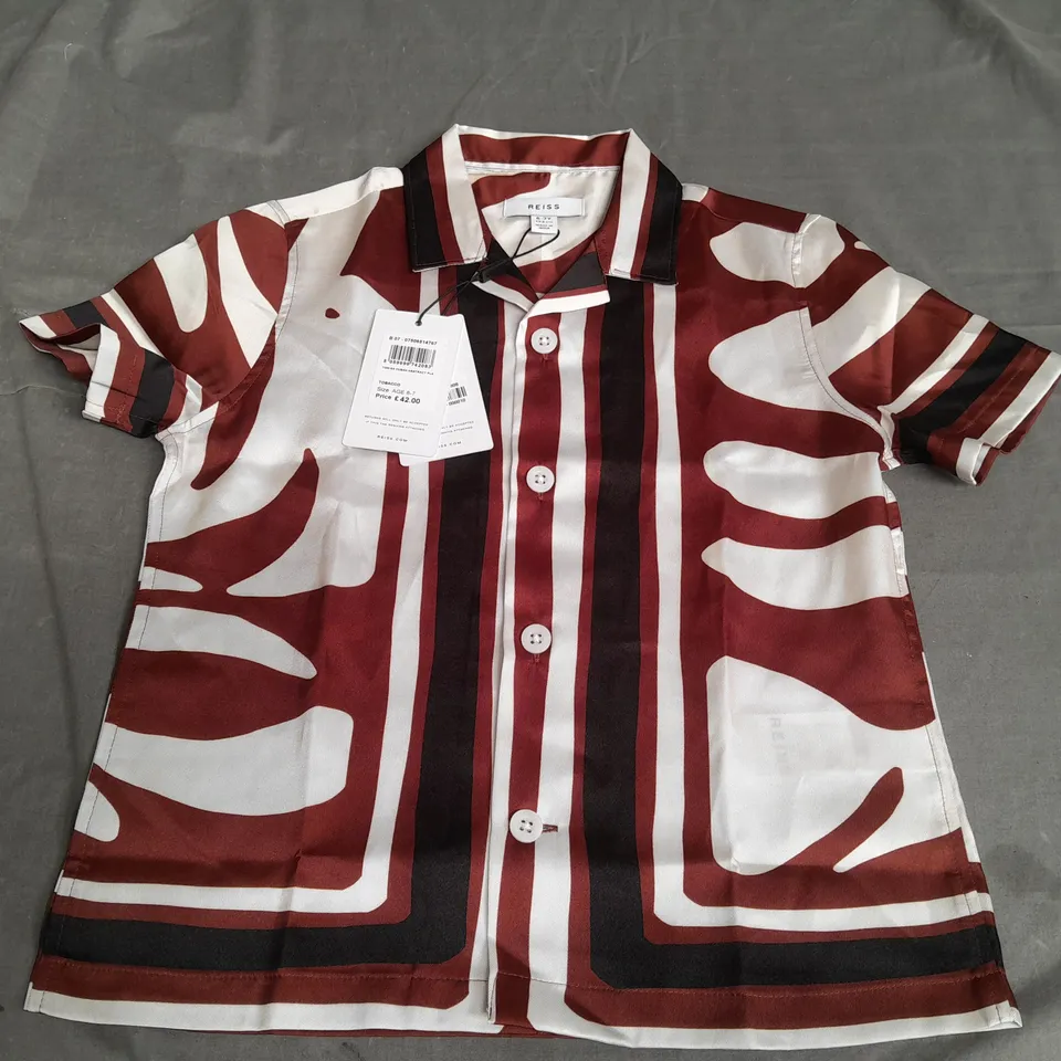 REISS CUBAN KIDS SHIRT IN TOBACCO - 6/7 YRS 