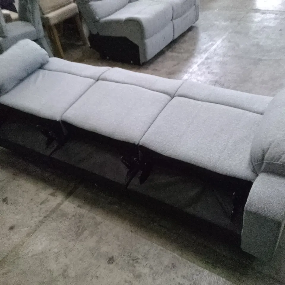 QUALITY DESIGNER 3 SEATER MANUAL RECLINER SOFA - GREY FABRIC (NO BACK)