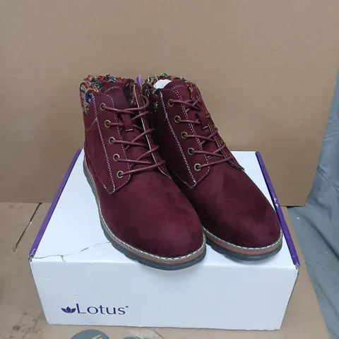 Lotus Sycamore Bordo Burgundy Suede Ankle Boots, UK 7