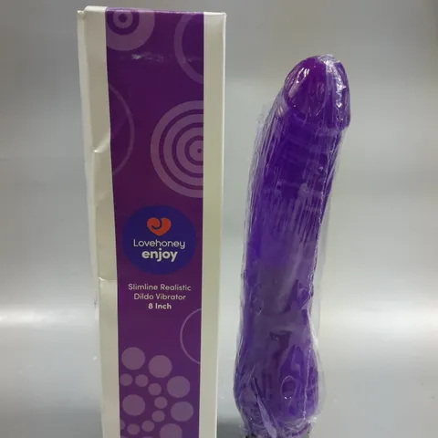 BOXED LOVEHONEY ENJOY SLIMLINE REALISTIC 8 INCH DILDO VIBRATOR
