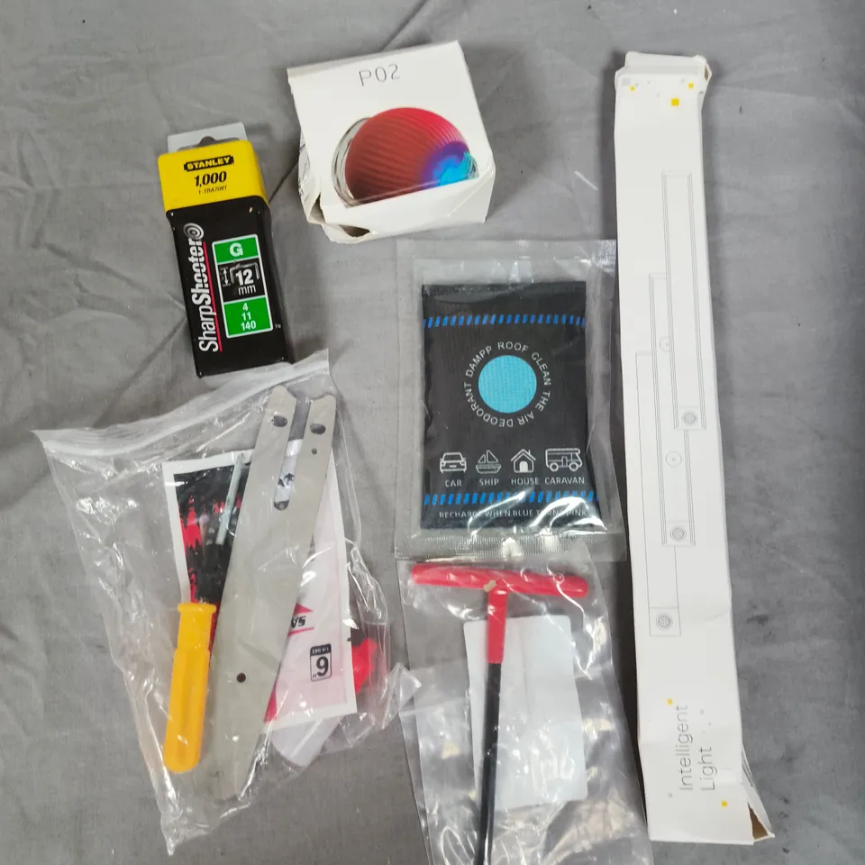 APPROXIMATELY 20 ASSORTED HOUSEHOLD PRODUCTS TO INCLUDE STAPLES, LED LIGHT, CAR DEHUMIDIFIER ETC 
