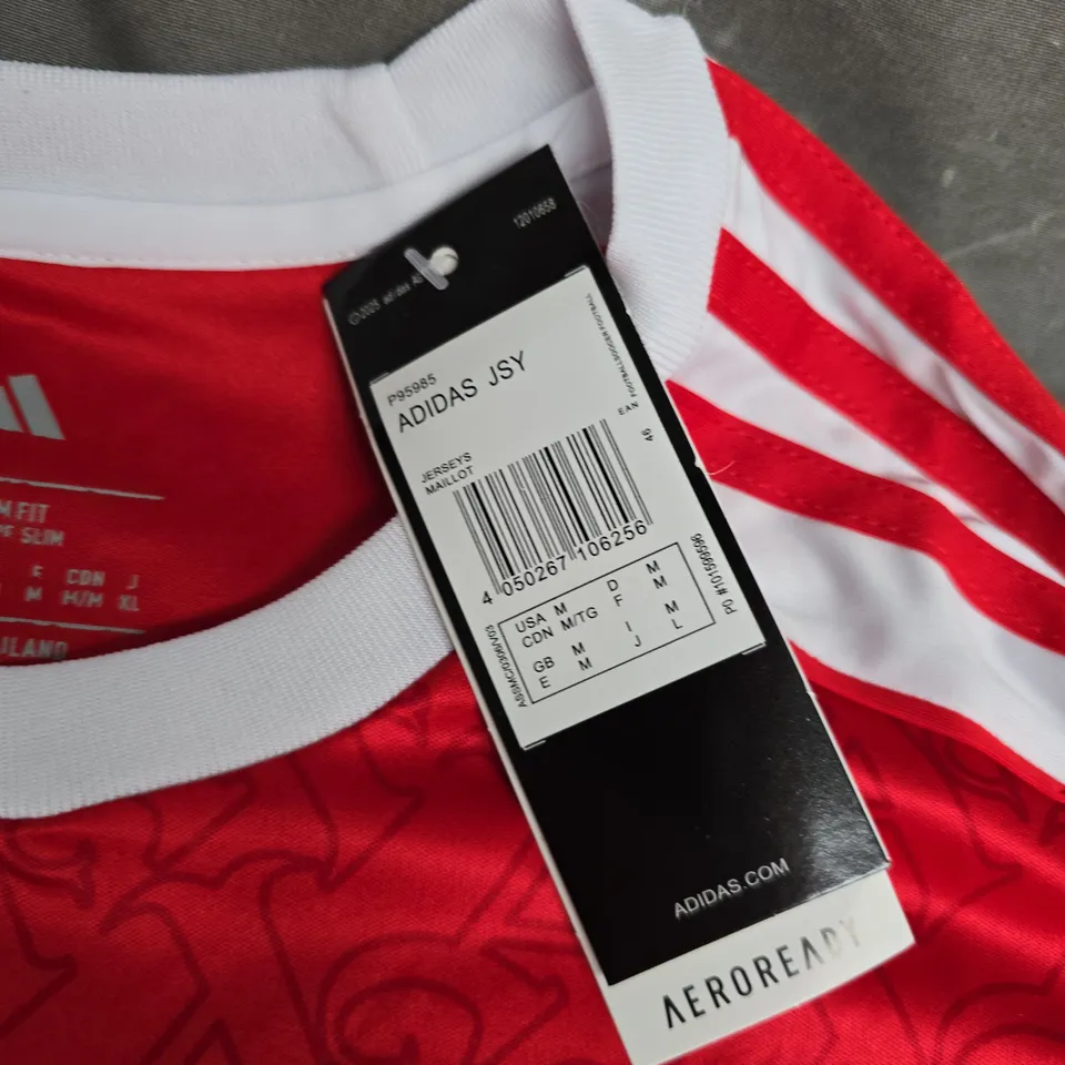 ARSENAL FC ADIDAS JERSEY UK M – RED WITH WHITE SLEEVES, EMIRATES FLY BETTER