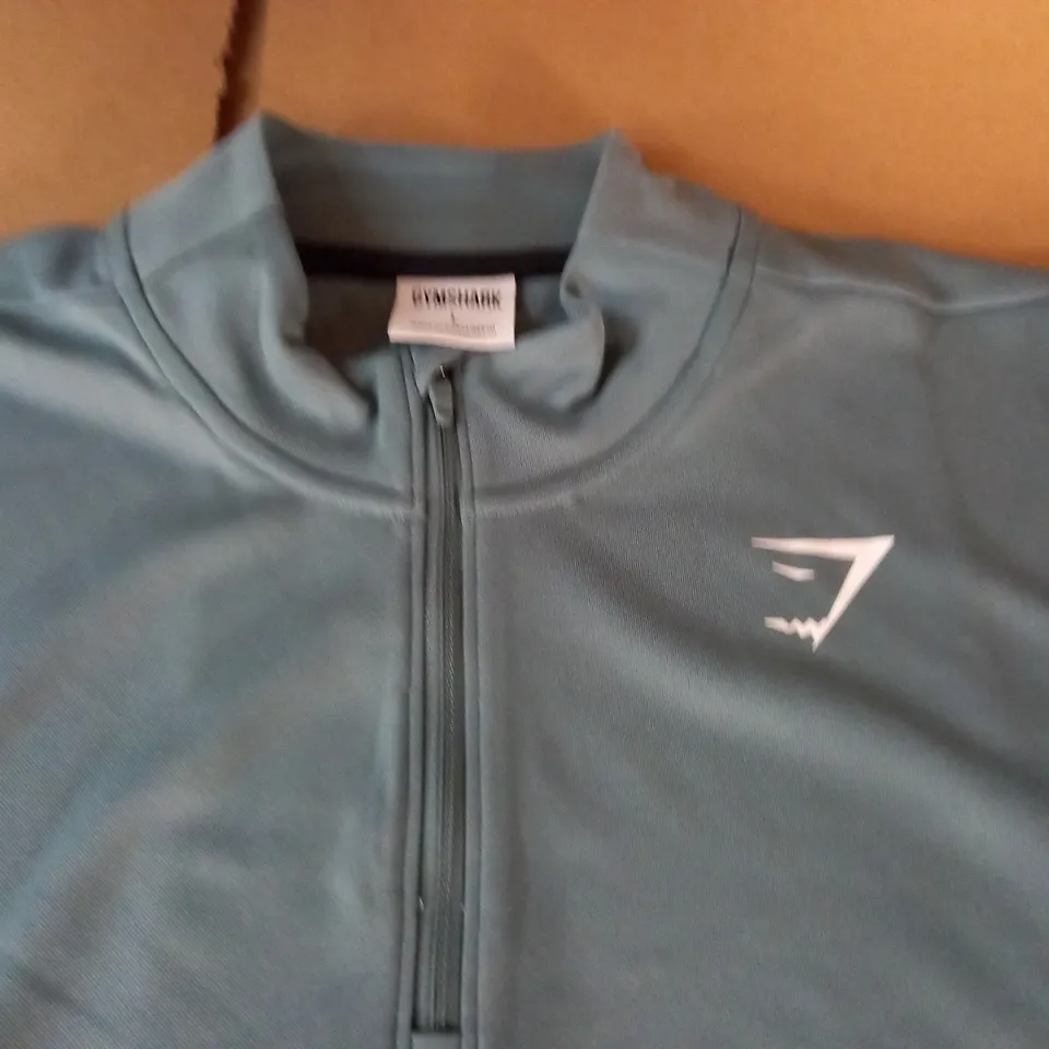 GYMSHARK 1/4 ZIP TEAL TOP - L