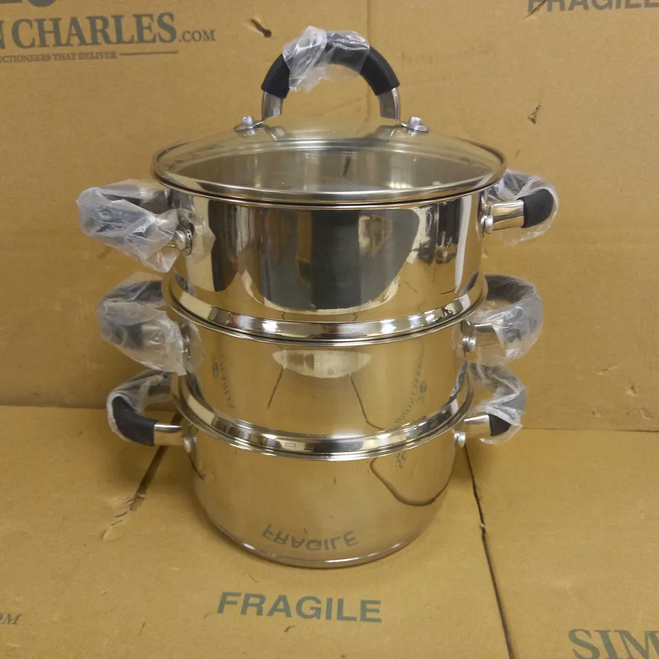 TOWER 3 TIER STEAMER WITH GLASS LID