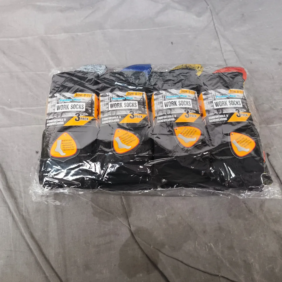 PREMIUM WEAR - WORK SOCKS – 3-PACK, SIZE 6-11 (PACK OF 4)