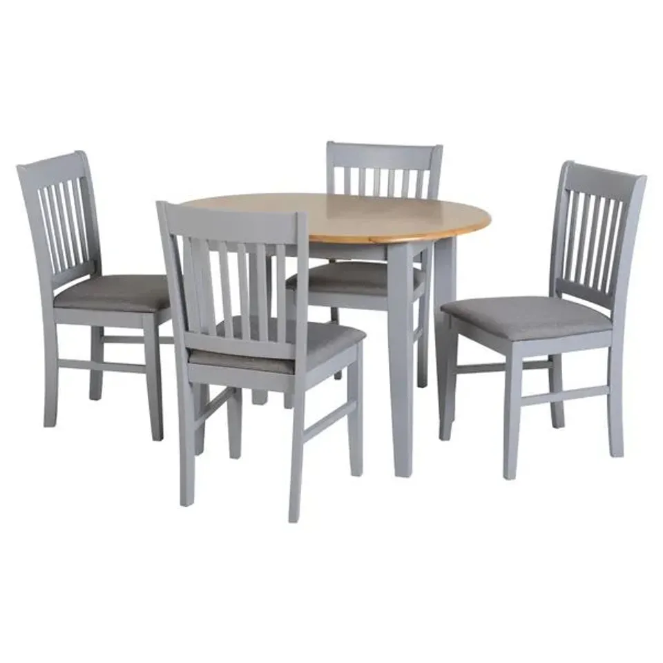BOXED OXFORD 4-6 SEATER OVAL EXTENDABLE DINING TABLE WITH 2 CHAIRS, GREY (2 BOXES)