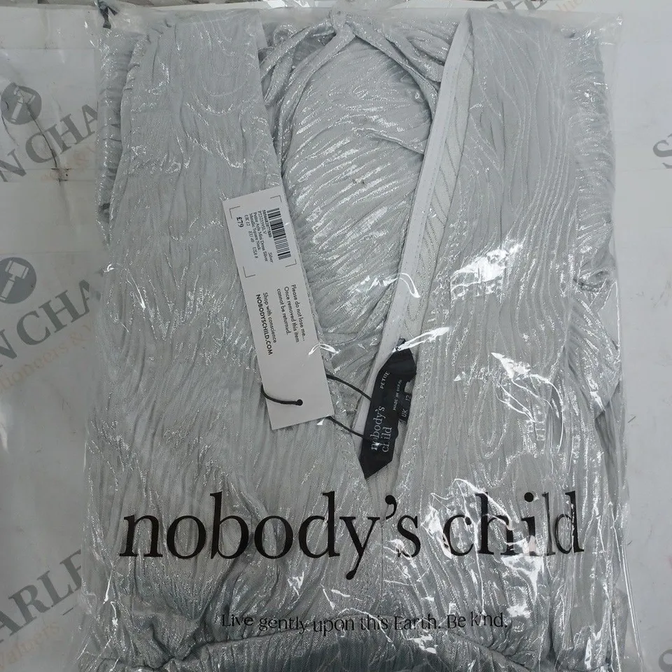 NOBODYS CHILD PRTITE AYLA MINI DRESS IN SILVER UK SIZE 12