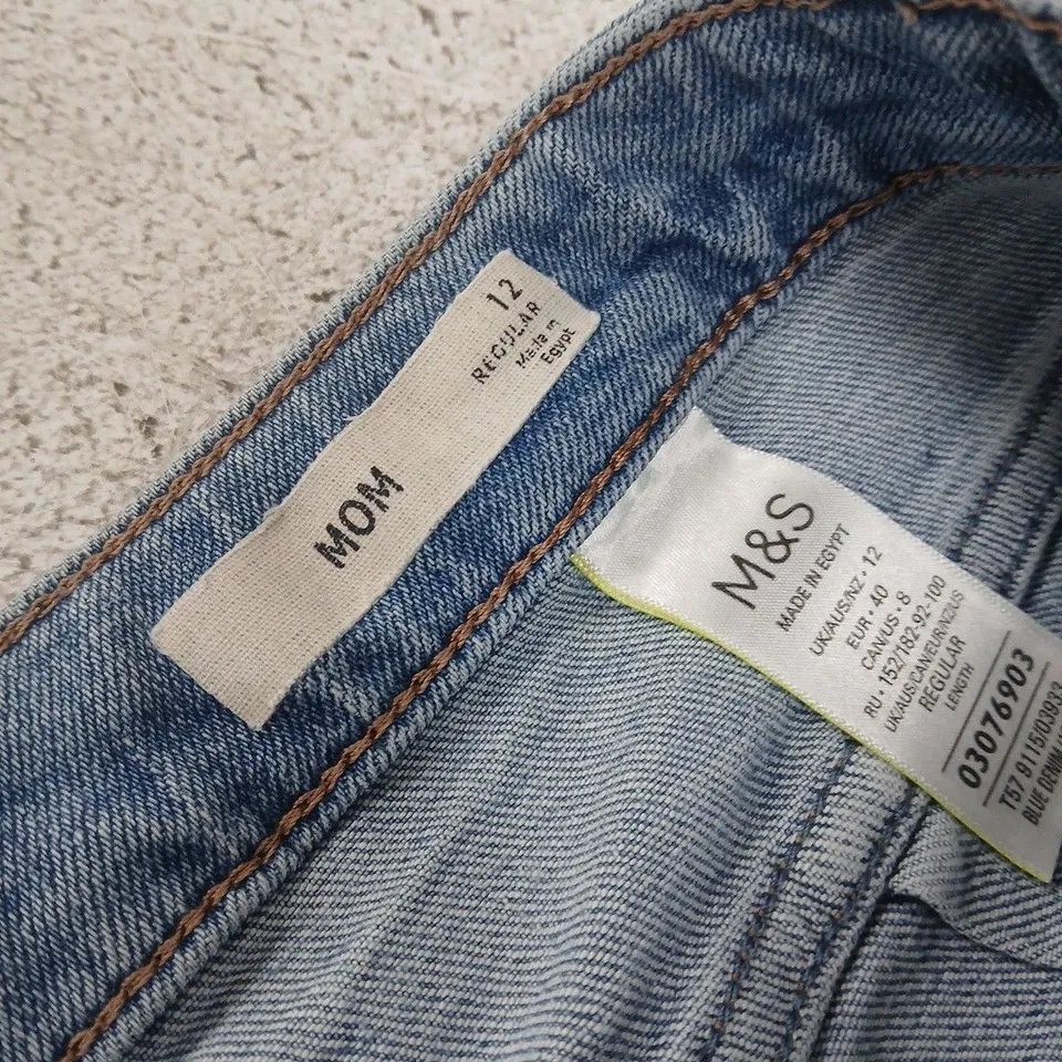 M&S DENIM JEANS – UK 12 REGULAR, BLUE, MADE IN EGYPT