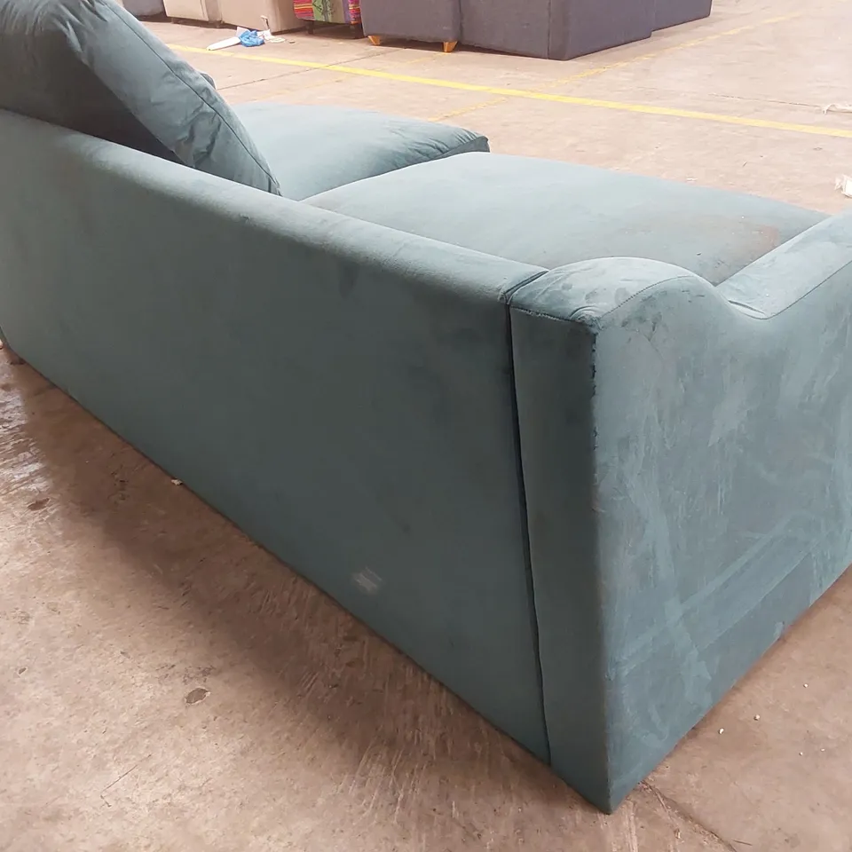 QUALITY DESIGNER 3 SEATER APPLEDOE SOFA BED - TEAL VELVET