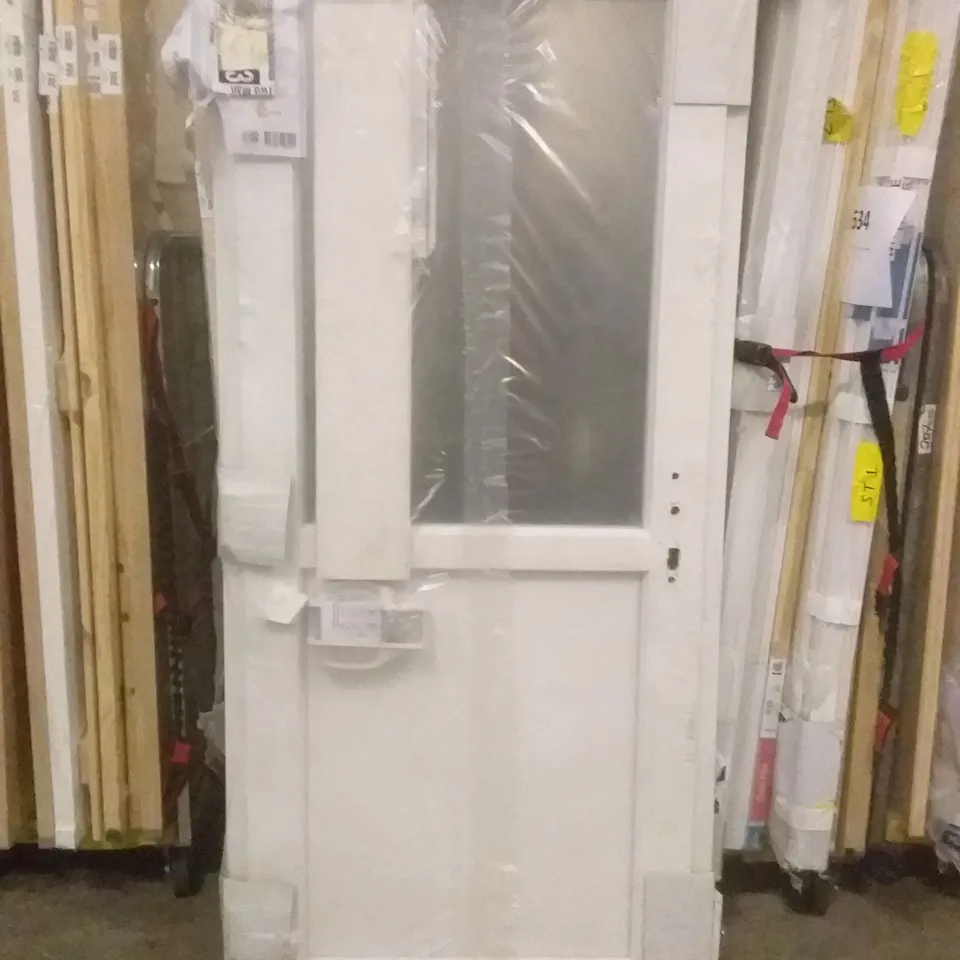 2055MM X 920MM PVCU HALF GLAZED BACK DOOR WITH RIGHT HAND OPENING 