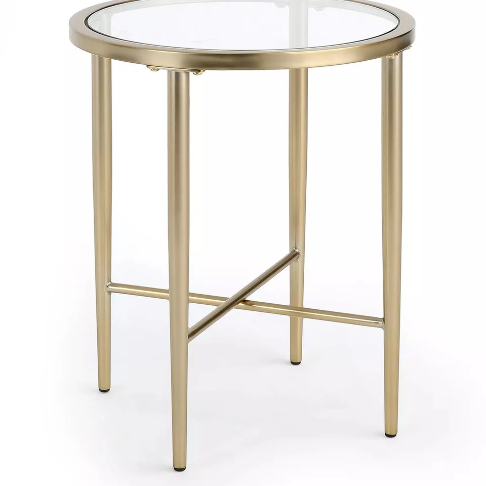 LINK GLASS TOP SIDE TABLE - BRASS