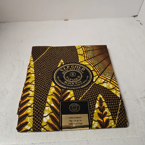 VIP GOLD REAL WAX PRINT FABRIC – 100% COTTON, WAX BLOCK PRINT (FABRIC BOLT)