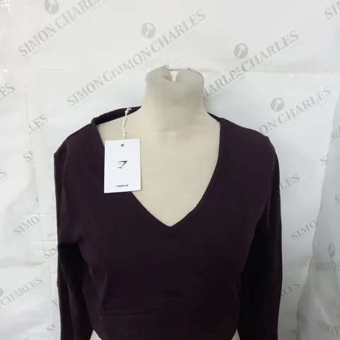 GYMSHARK CROSSOVER LONG SLEEVE CROP TOP SIZE L