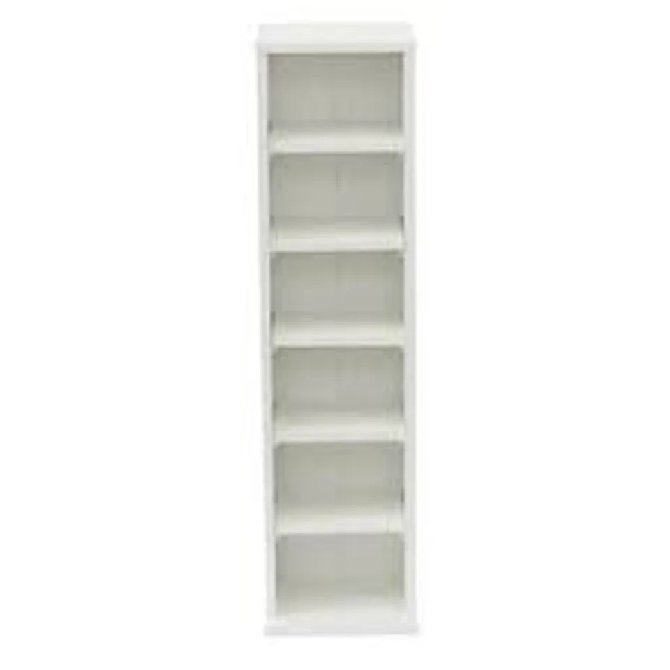 BOXED OYPLA 6 TIER WHITE WOODEN CD GAME BOOK SHELF STORAGE TOWER RACK