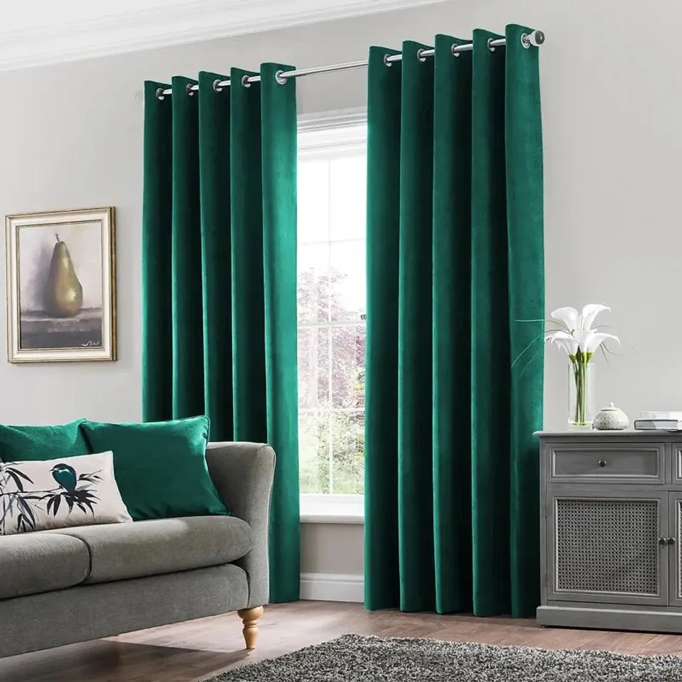 BOXED EMO SHEER CRUSTED VELVET EYELET CURTAINS