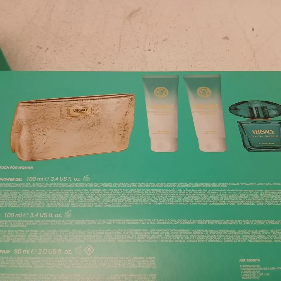 VERSACE CRYSTAL EMERALD GIFT SET FOR WOMEN – TURQUOISE PACKAGING