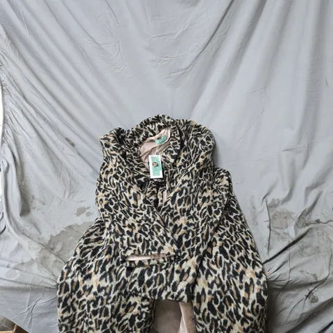 LA MAREY LEOPARD PRINT LONGLINE KNITTED CARDIGAN XL