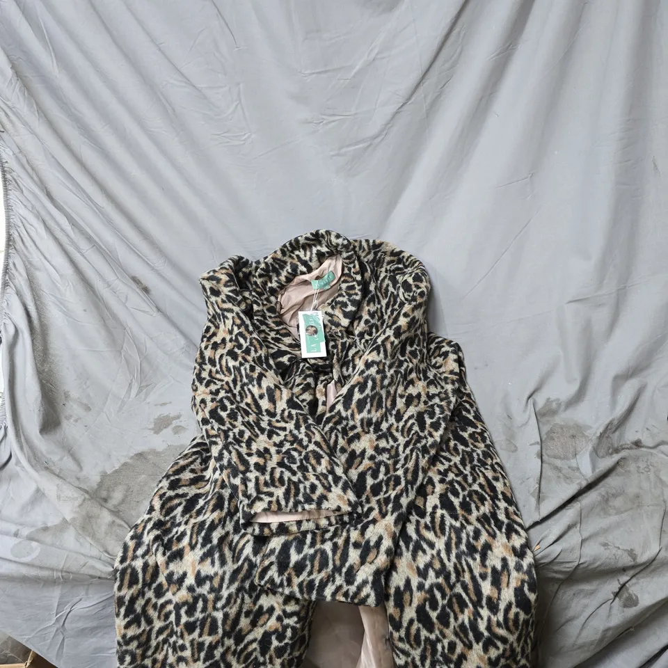 LA MAREY LEOPARD PRINT LONGLINE KNITTED CARDIGAN XL