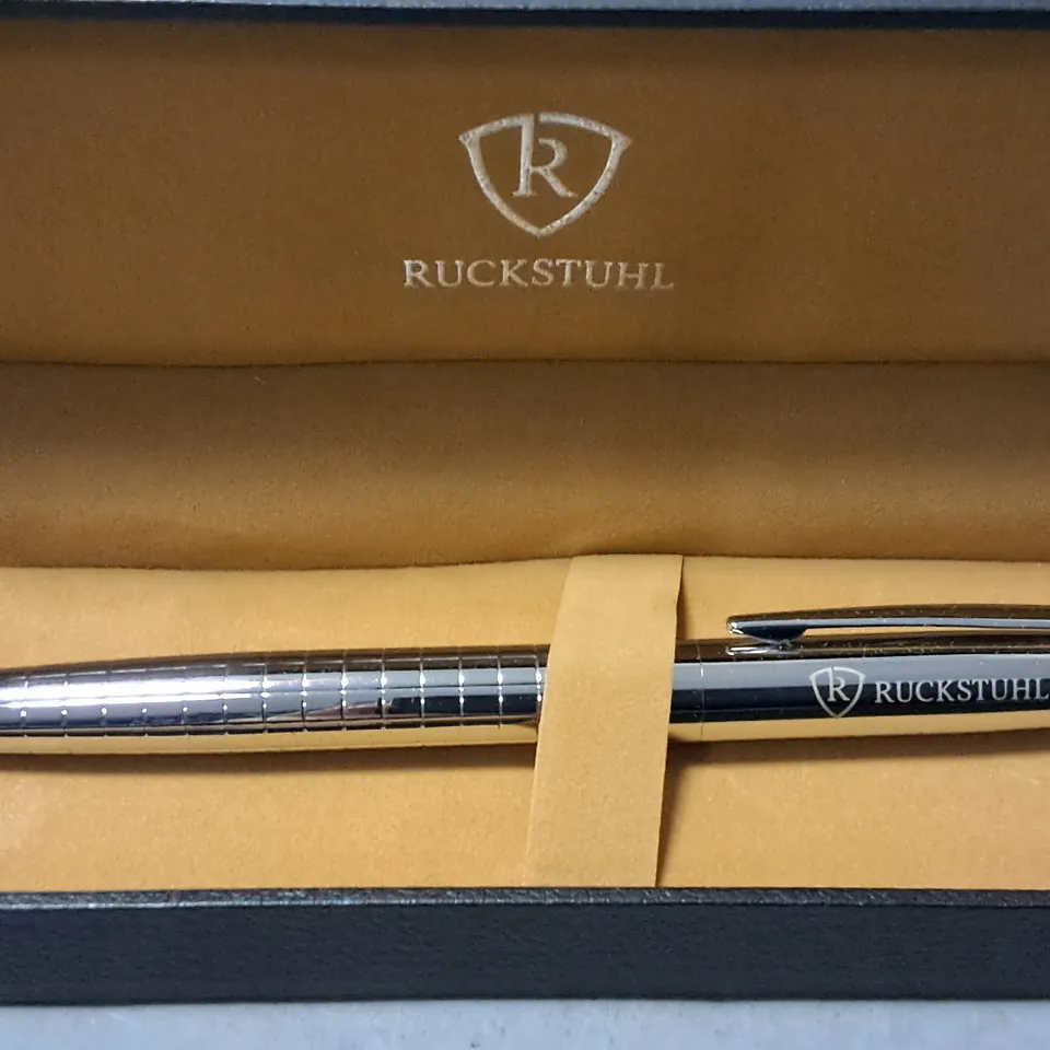 RUCKSTUHL STAINLESS STEEL ROLLERBALL PEN IN GIFT BOX