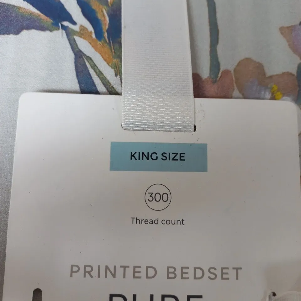 M&S PRINTED BEDSET – KING SIZE, 100% COTTON, 300 THREAD COUNT, FLORAL DESIGN