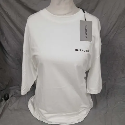 BALENCIAGA WARDROBE UNISEX WHITE T-SHIRT WITH BACK LOGO SIZE M