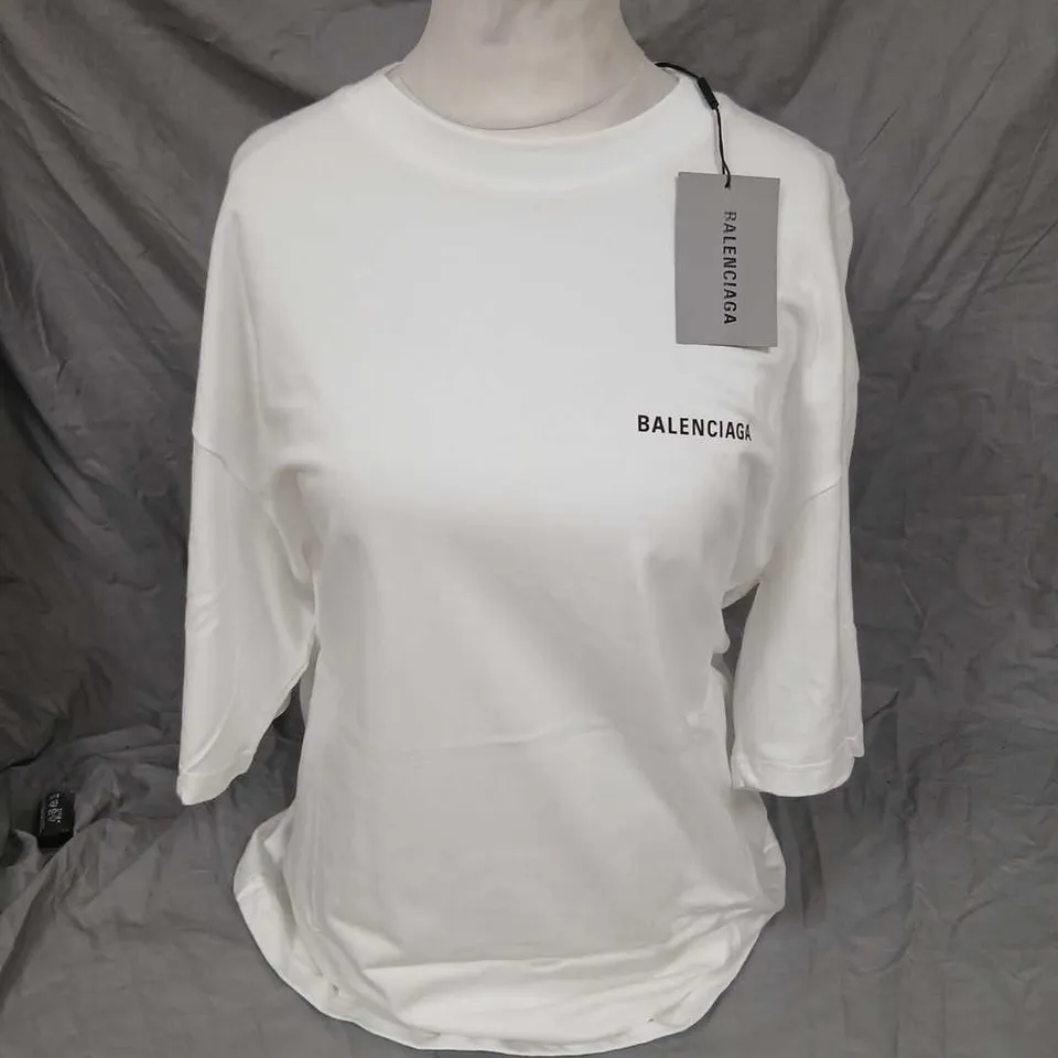 BALENCIAGA WARDROBE UNISEX WHITE T-SHIRT WITH BACK LOGO SIZE M