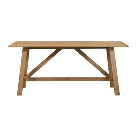 BOXED MADDOX 8 SEATER RECTANGULAR TRESTLE DINING TABLE, OAK BROWN (1 BOX)