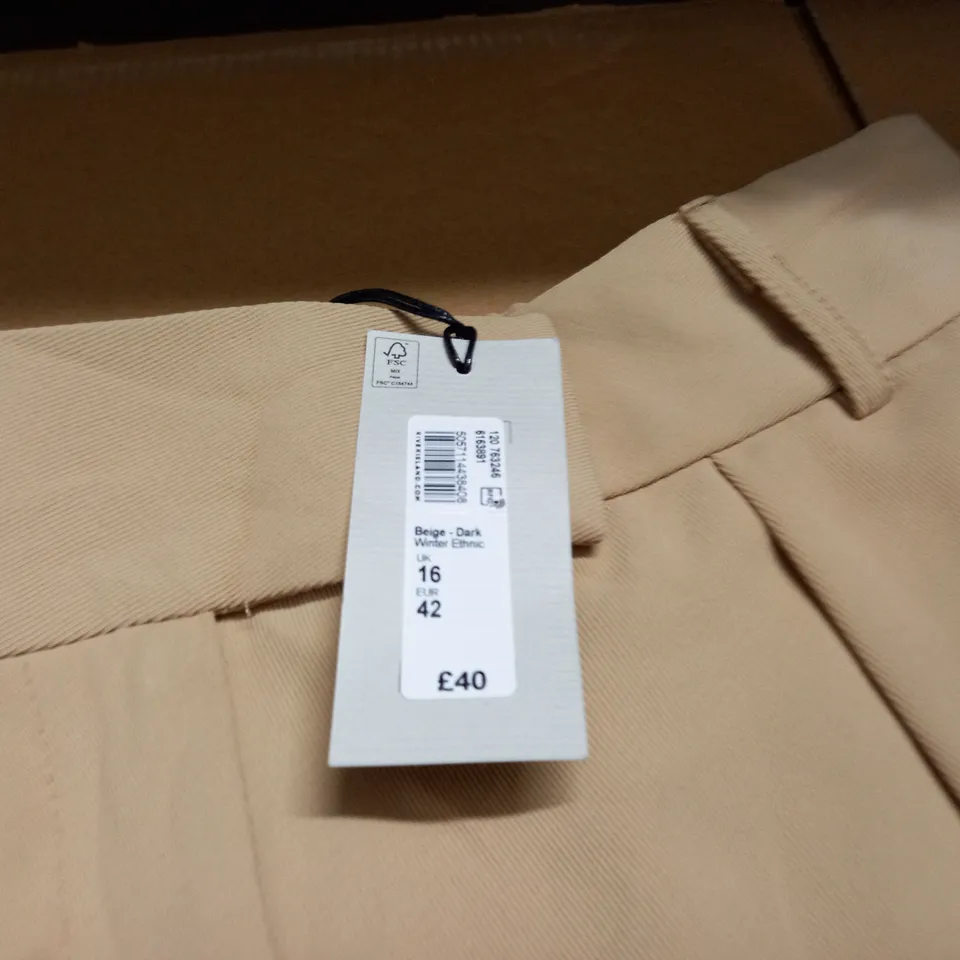RIVER ISLAND WINTER ETHNIC BEIGE TROUSERS - UK 16