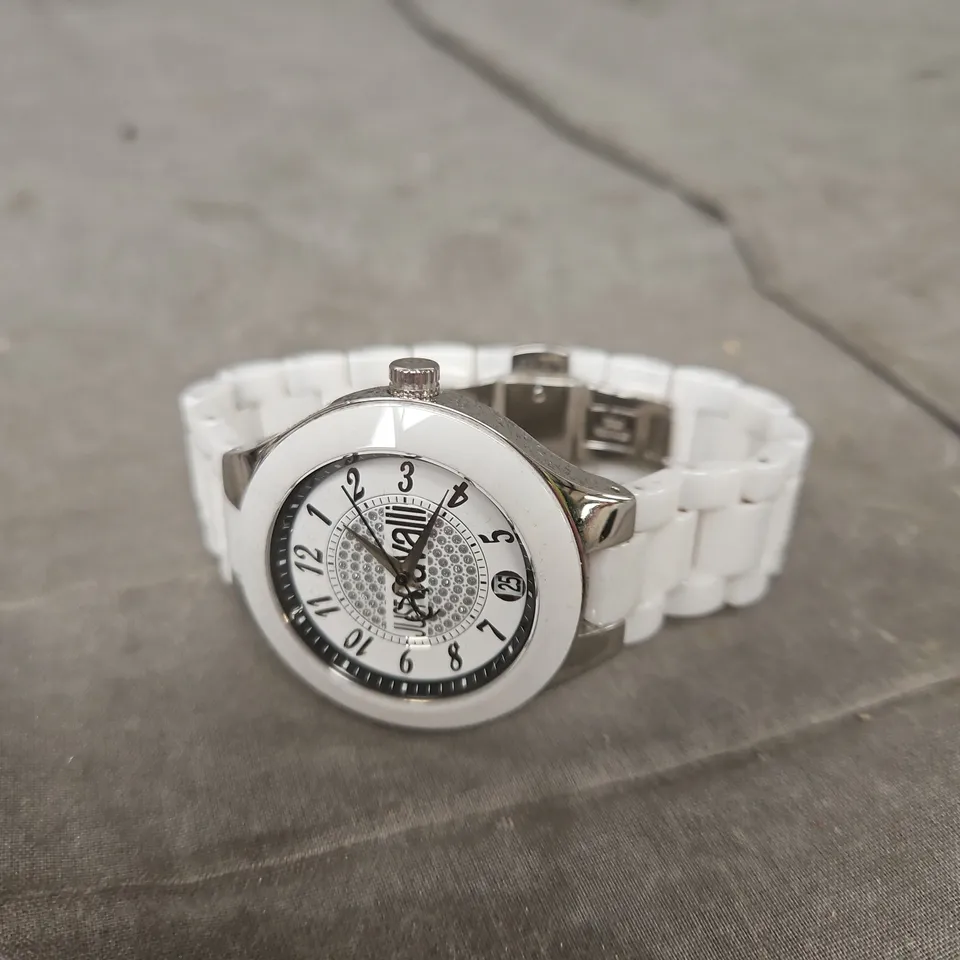 JUST CAVALLI TIME WHITE STRAP WATCH 