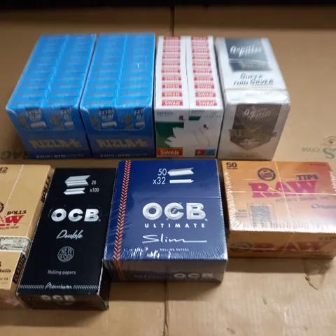 LOT OF 8 ASSORTED PACKS OF SMOKING ACCESSORIES TO INCLUDE FILTERS AND RIZLAS