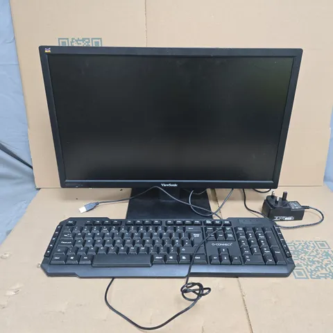 VIEWSONIC COMPUTER MONITOR WITH WIRED KEYBOARD AND EXTERNAL POWER ADAPTER