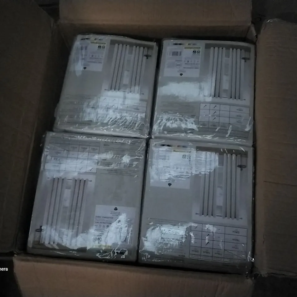 BOX OF APPROXIMATELY 16 EYELET COTTON JACQUARD CURTAINS WHITE 168×137CM