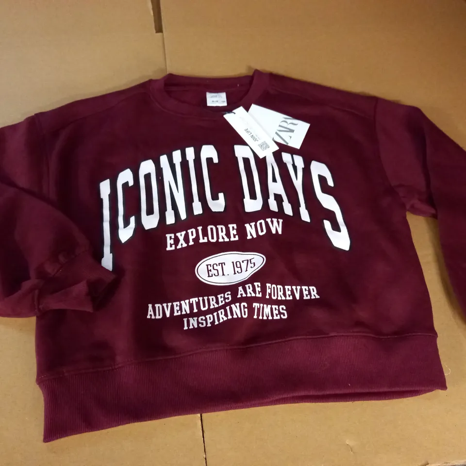 ZARA WINE COLOURED CREW JUMPER - 11/12