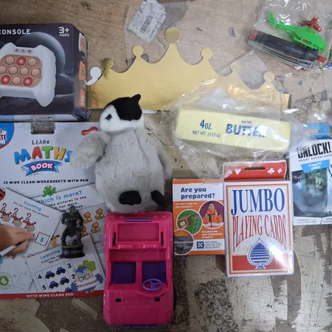 TOTE OF ASSORTED TOYS AND ACCESSORIES TO INCLUDE;