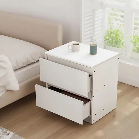 BOXED BATHROOM DECO 2-DRAWER WOODEN NIGHTSTAND BEDSIDE TABLE
