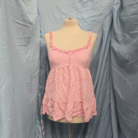 HOLLISTER RUFFLE TRIM TUNIC BABYDOLL TOP IN PINK SIZE SMALL
