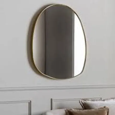 BOXED GOLD SLIM PEBBLE SHAPED METAL LARGE WALL MIRROR