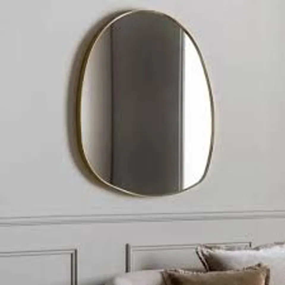BOXED GOLD SLIM PEBBLE SHAPED METAL LARGE WALL MIRROR