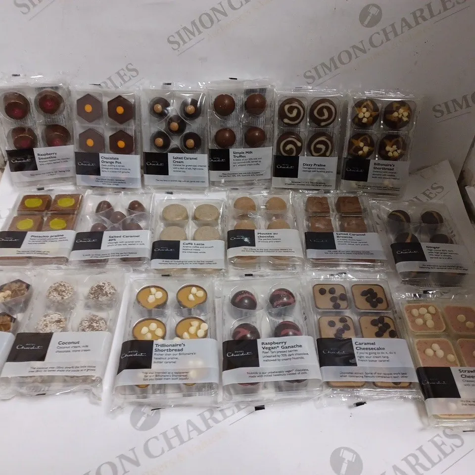 APPROXIMATELY 15 HOTEL CHOCOLAT CHOCOLATE SELECTIONS IN VARIOUS FLAVOURS TO INCLUDE CAFFE LATTE, STRAWBERRY CHEESECAKE, SALTED CARAMEL ETC	
